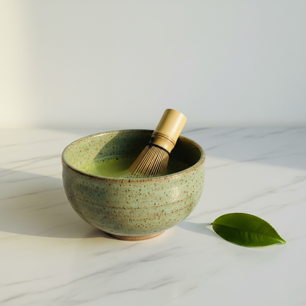 A cup of matcha set down beside you